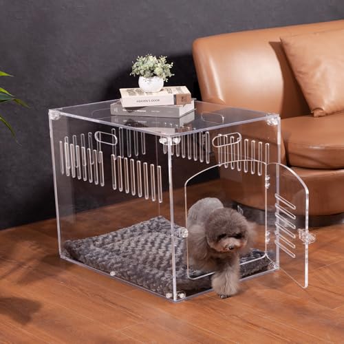 Feoyoho Hundekäfige für mittelgroße Hunde und kleine Hunde, klare Acryl-Hundehütte innen, robuste Hundebox mit Kissen, 69,8 cm L Hundekäfig Möbelstil, Welpenhundehütten für innen Feoyoho Hundekäfige für mittelgroße Hunde und kleine Hunde, klare Acryl-Hundehütte innen, robuste Hundebox mit Kissen, 69,8 cm L Hundekäfig Möbelstil, Welpenhundehütten für innen von Feoyoho