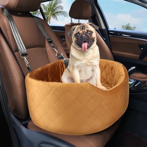 Feporen Hundeautositz für kleine und mittelgroße Hunde, erhöhter Hunde-Sitzerhöhung, abnehmbarer waschbarer Haustier-Autositz Hunde bis zu 15,9 kg, Hunde-Reisebett mit dickem Memory-Schaum Vorder- von Feporen