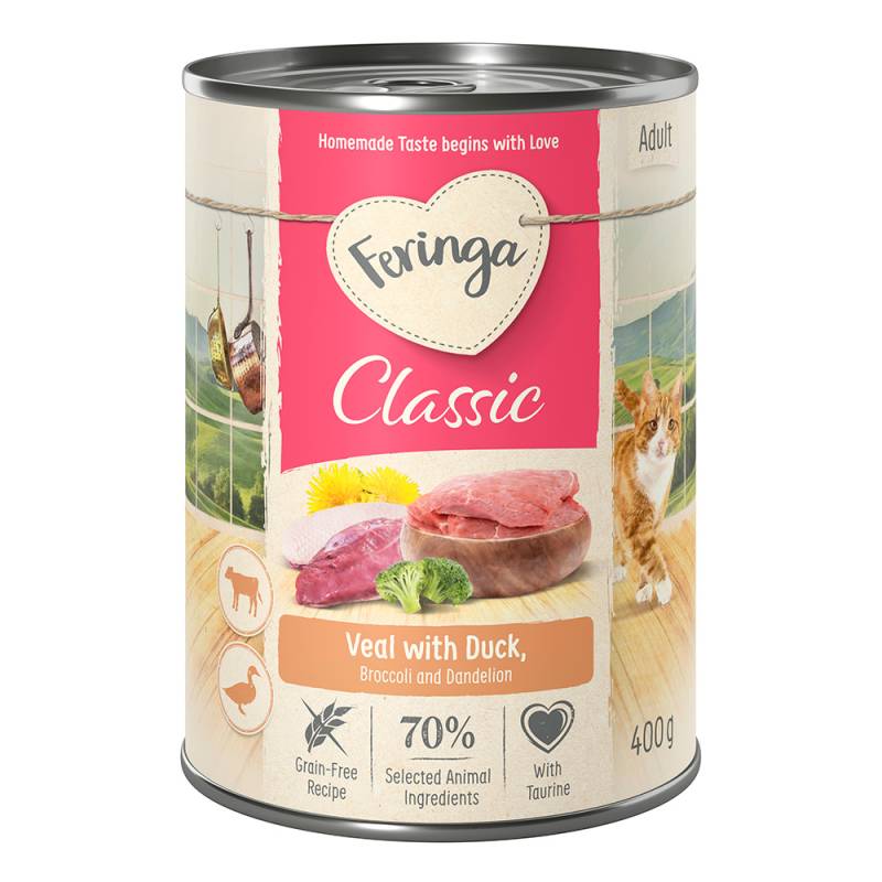 20 + 4 gratis! 24 x 400 g Feringa Classic Meat Menü Ente & Kalb von Feringa