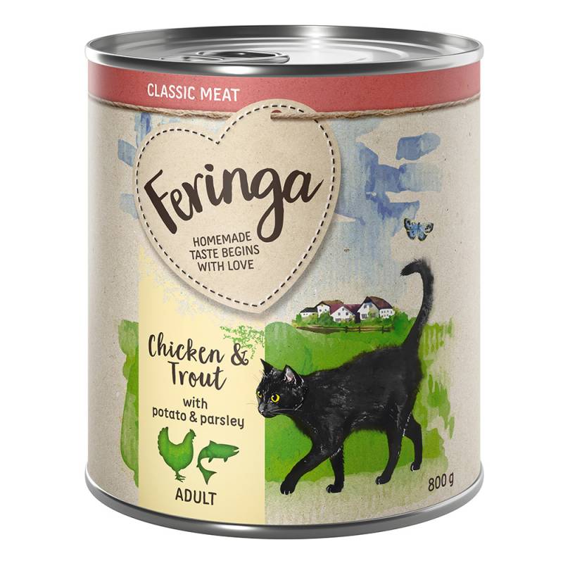 20 + 4 gratis! Feringa Classic Meat Menü 24 x 800 g - Forelle & Huhn von Feringa
