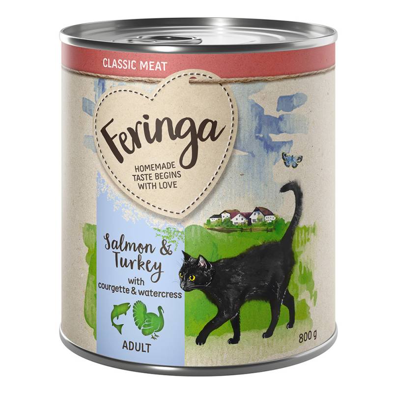 20 + 4 gratis! Feringa Classic Meat Menü 24 x 800 g - Lachs & Pute von Feringa