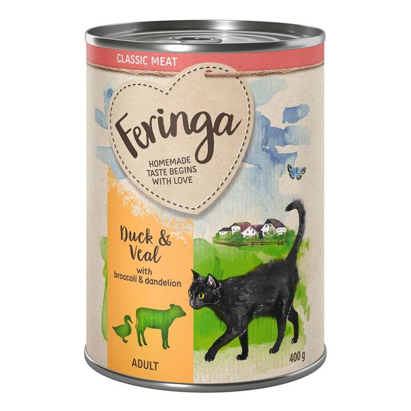 Feringa 1 x 400g Einzeldosen zum Probieren Classic Meat - Ente & Kalb mit Broccoli und Löwenzahn von Feringa