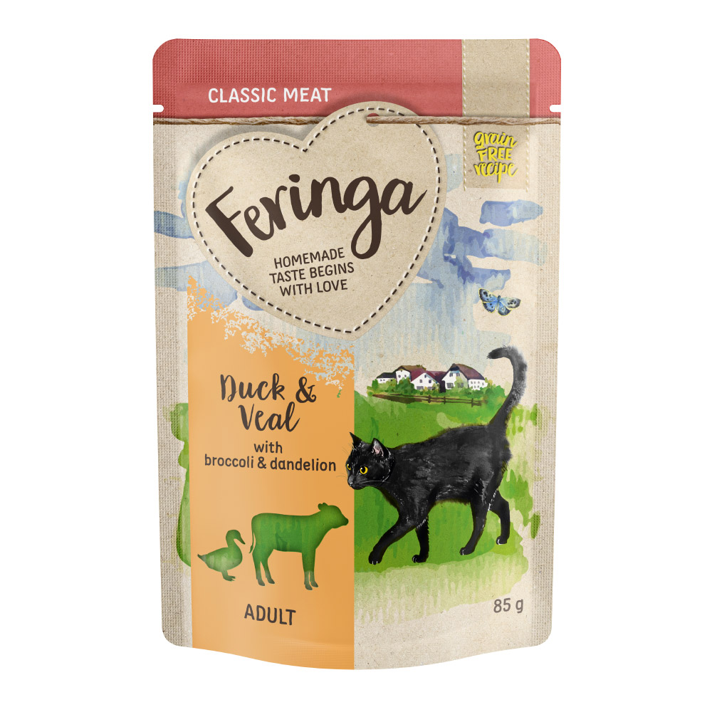 Feringa Classic Meat Menü Pouch 12 x 85 g - Ente & Kalb mit Broccoli Feringa Classic Meat Menü Pouch 12 x 85 g - Ente & Kalb mit Broccoli von Feringa