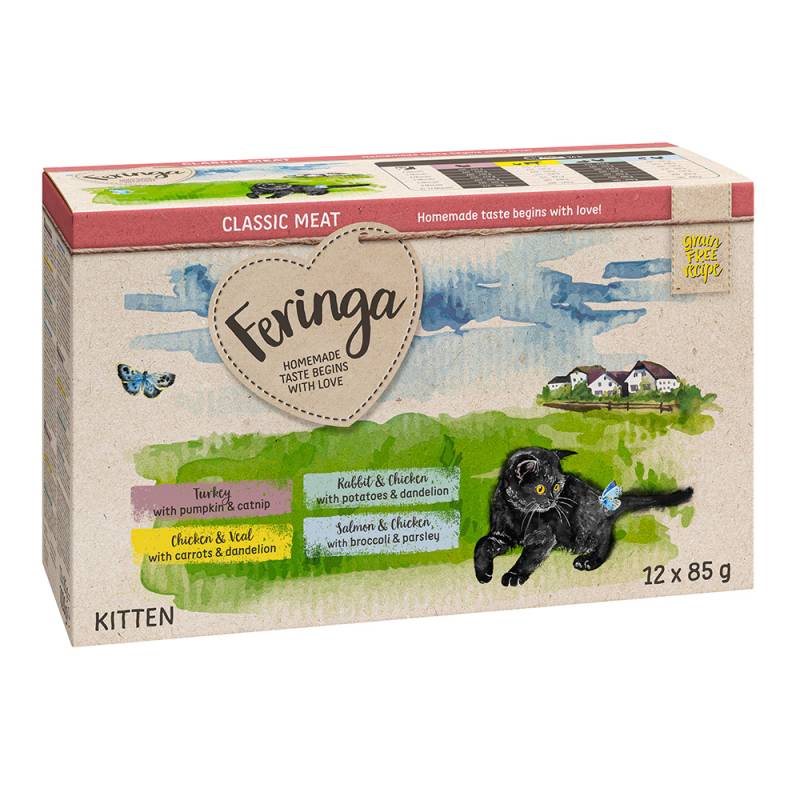 Probierpaket Feringa Mixpakete zum Sonderpreis! - Classic Meat Mixpaket 1 Kitten Pouches 12 x 85 g von Feringa