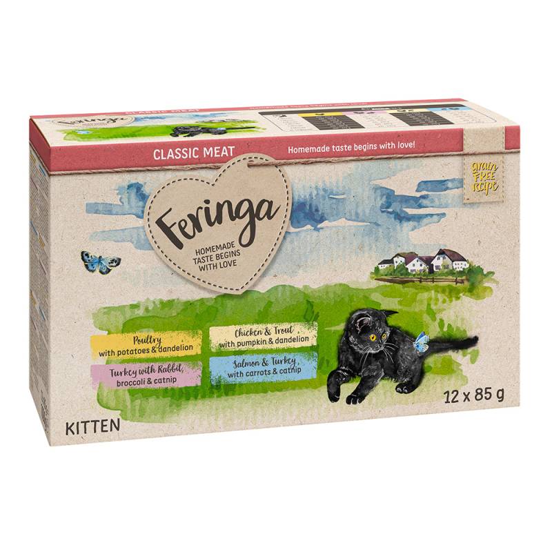 Probierpaket Feringa Mixpakete zum Sonderpreis! - Classic Meat Mixpaket 2 Kitten Pouches 12 x 85 g von Feringa