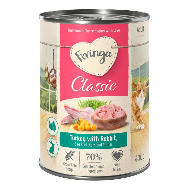 Sparpaket Feringa Classic Meat Menü 12 x 400 g Kaninchen & Truthahn von Feringa