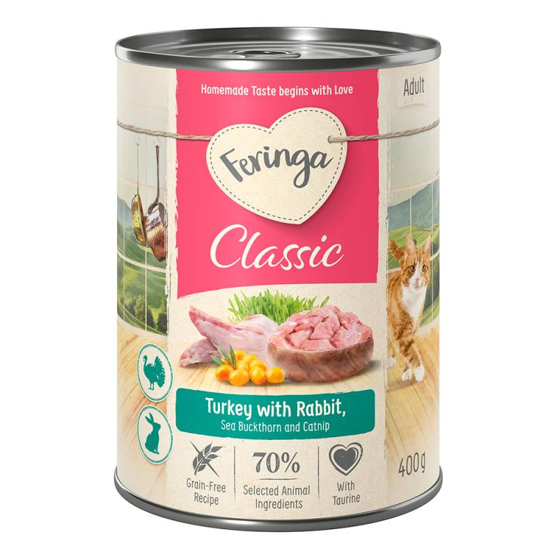 Sparpaket Feringa Classic Meat Menü 24 x 400 g Kaninchen & Truthahn von Feringa