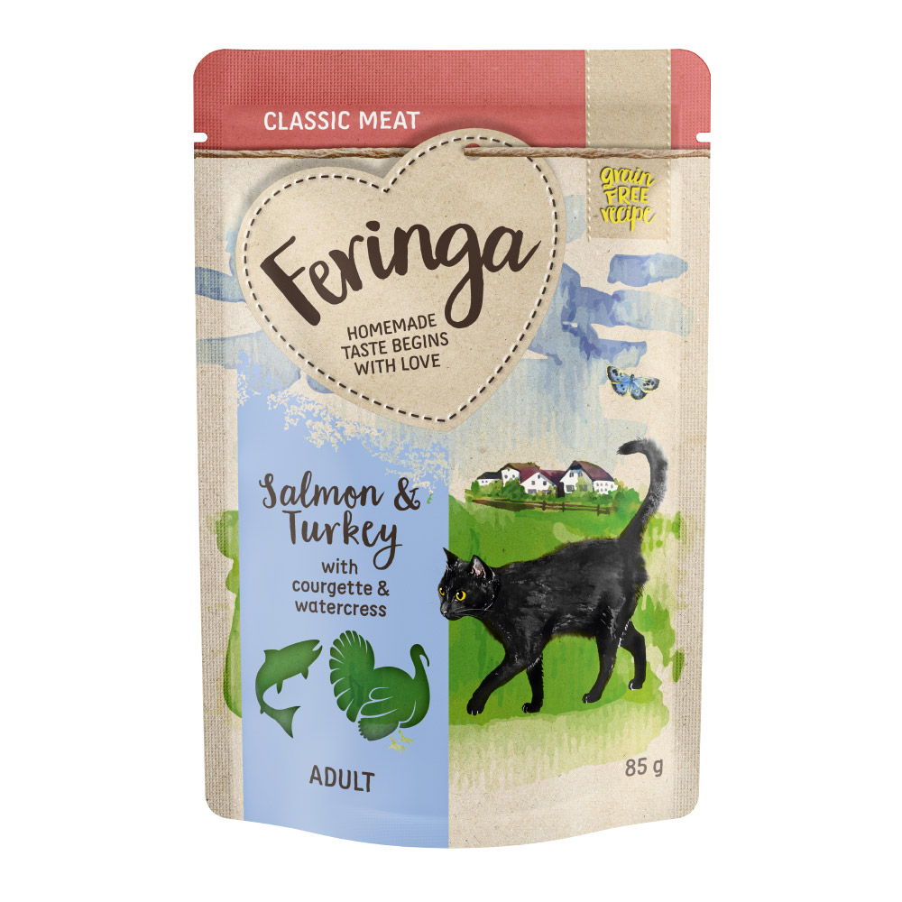 Sparpaket Feringa Classic Meat Menü Pouch 48 x 85 g - Lachs & Pute mit Zuchini Sparpaket Feringa Classic Meat Menü Pouch 48 x 85 g - Lachs & Pute mit Zuchini von Feringa