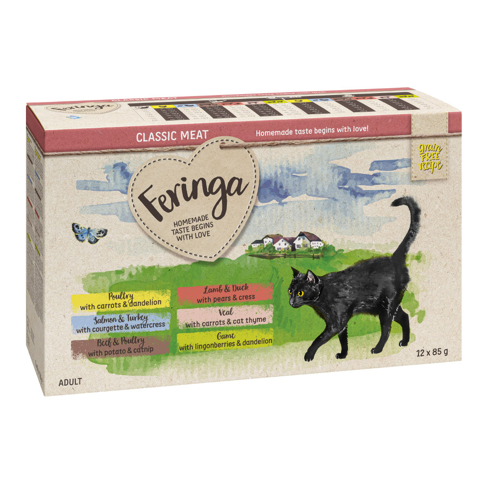 Sparpaket Feringa Classic Meat Menü Pouch 48 x 85 g Mixpaket 1 (6 Sorten) von Feringa
