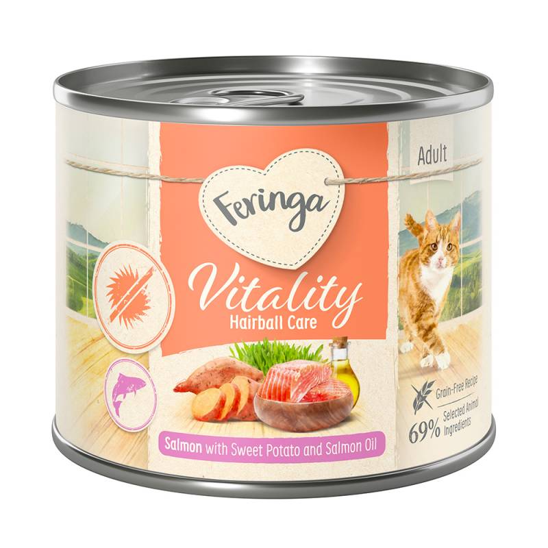 Sparpaket Feringa Vitality Hairball Care - Anti-Haarballen-Lachs 12 x 200 g von Feringa