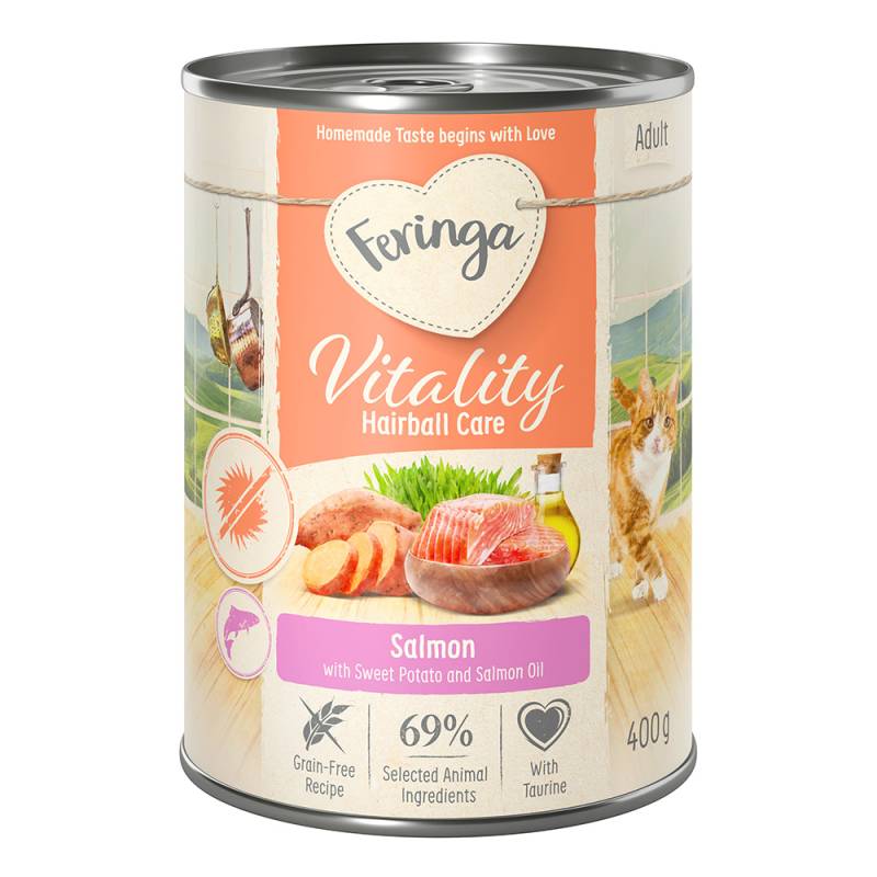 Sparpaket Feringa Vitality Hairball Care - Anti-Haarballen-Lachs 12 x 400 g von Feringa