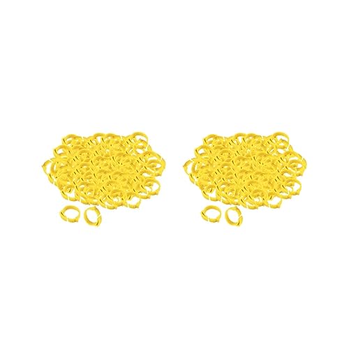 2 Set 100 x Hühnerbeinringe 001-100 Ente Küken Beinband Clip Gelb 2,8 x 2,6 cm von Feriuzymix