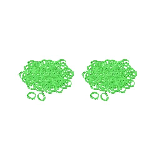 2 Set 100 x Hühnerbeinringe 001-100 Ente Küken Beinband Clip Grün 2,8 x 2,6 cm von Feriuzymix