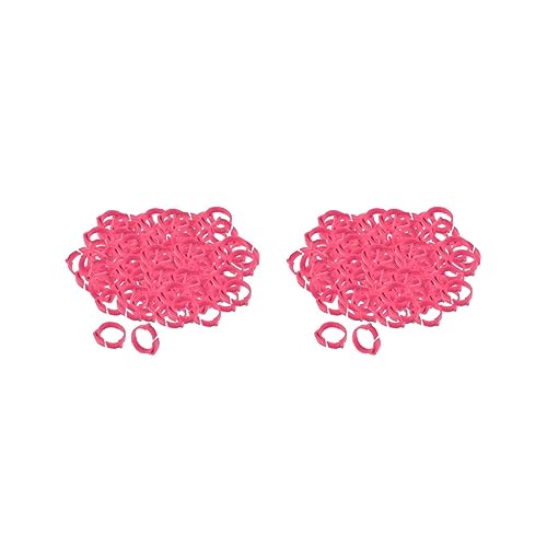 2 Set 100 x Hühnerbeinringe 001-100 Ente Küken Beinband-Clip Rosarot 2,8 x 2,6 cm von Feriuzymix
