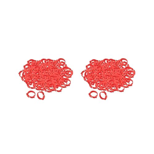 2 Set 100 x Hühnerbeinringe 001-100 Ente Küken Beinband Clip Rot 2,8 x 2,6 cm von Feriuzymix