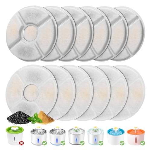 12 Stück Katzenbrunnen Ersatzfilter, Feriva Ersatzfilter für 2,0-2,5 L Blumen Katzenbrunnen, Dreifache Aktion Haustier Wasser-Brunnen-Filter, Ersatzfilter für Trinkbrunnen Katzen(12,7 cm Durchmesser) 12 Stück Katzenbrunnen Ersatzfilter, Feriva Ersatzfilter für 2,0-2,5 L Blumen Katzenbrunnen, Dreifache Aktion Haustier Wasser-Brunnen-Filter, Ersatzfilter für Trinkbrunnen Katzen(12,7 cm Durchmesser) von Feriva