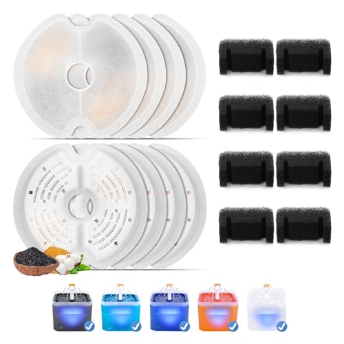 8 Stück Katzenbrunnen Filter für 2L&2,5L Katzenbrunnen, Feriva Filter für Katzenbrunnen, Dreifacher Filtration Ersatzfilter für Haustierbrunnen, Ersatzfilter für Trinkbrunnen für Katzen(8+8) von Feriva