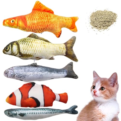 Ferizzia 5 Stück Pielzeug mit Katzenminze, Katzenspielzeug Fisch, Kauspielzeug Für Katzen, Plüsch Katzenspielzeug, Ideal für Schlafzimmer, Hinterhof, Wohnzimmer, Arbeitszimmer, Indoor-Spiel Ferizzia 5 Stück Pielzeug mit Katzenminze, Katzenspielzeug Fisch, Kauspielzeug Für Katzen, Plüsch Katzenspielzeug, Ideal für Schlafzimmer, Hinterhof, Wohnzimmer, Arbeitszimmer, Indoor-Spiel von Ferizzia