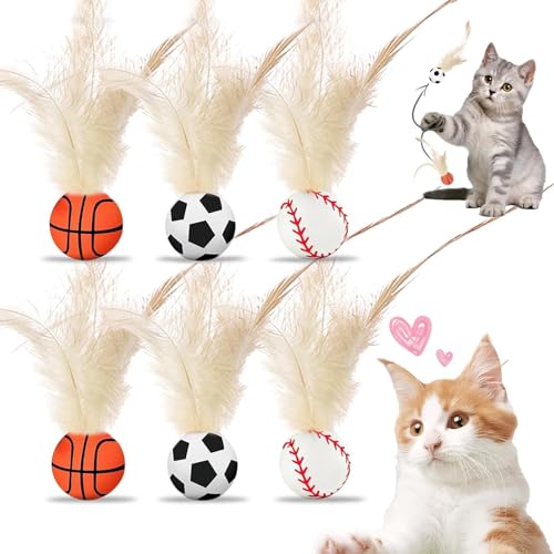Ferizzia 6 Stück Hüpfender Katzenball mit Feder, Geräuschlos Katzenspielzeug Ball, Lustiges Katzenspielzeug, Federspielzeug für Katzen, Gummi Pounce Ball Spielzeuge, für Katzen Jeden Alters. Ferizzia 6 Stück Hüpfender Katzenball mit Feder, Geräuschlos Katzenspielzeug Ball, Lustiges Katzenspielzeug, Federspielzeug für Katzen, Gummi Pounce Ball Spielzeuge, für Katzen Jeden Alters. von Ferizzia