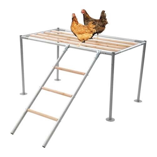 Hühnerstange für Hühnerstall,Sitzstange Hühner mit Hühnerleiter und Sitzstange für 10 Hühnern für Hühnerställe in Hinterhöfen, Geflügelfarmen 105 x 60 x 60 cm von Fermoirper