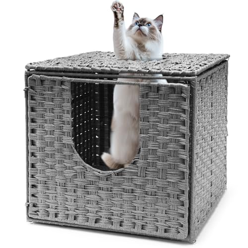 Fernlandia Katzentoilette Katzentoilette, Bambus gewebte Katzentoilette mit Fußpolstern, einfach zu montierende große versteckte Katzentoilette, geeignet für Katzen unter 15 Kilogramm, grau Deutsch Fernlandia Katzentoilette Katzentoilette, Bambus gewebte Katzentoilette mit Fußpolstern, einfach zu montierende große versteckte Katzentoilette, geeignet für Katzen unter 15 Kilogramm, grau Deutsch von Fernlandia