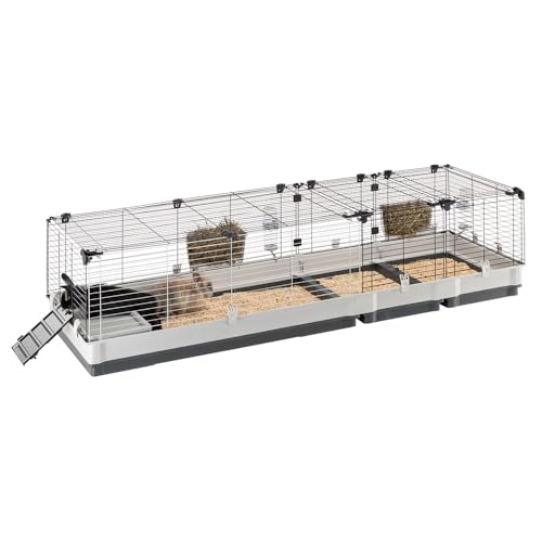 FERPLAST - Meerschweinchen Käfig - Hasenkäfig - Kaninchenkäfig - Häuschen und Zubehör Inklusive - Viel Platz für Kaninchen - Öffnenden & Modular 205 x 60 x h 50 cm - Krolik, 200 von Ferplast