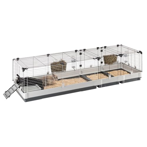 Ferplast - Meerschweinchen Käfig - Hasenkäfig - Kaninchenkäfig - Häuschen und Zubehör Inklusive - Viel Platz für Kaninchen - Öffnenden & Modular 205 x 60 x h 50 cm - Krolik, 200 von Ferplast