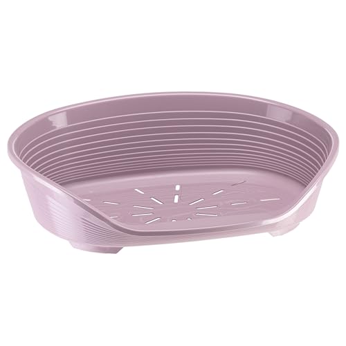 Ferplast Hundebett Katzenbett Kunststoff-Hundebett Medium Hundeliege waschbar Hundekorb atmungsaktiv rutschfest Siesta Deluxe, 62 x 41 x h 23,5 cm, Rose von Ferplast