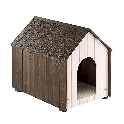 FERPLAST Outdoor-Hundehütte, Hundehaus KOYA Large aus FSC-Holz mit ungiftiger Farbe, Belüftungslöchern, isolierenden Füßen, 63,5 x 91,5 x h 78 cm. von Ferplast