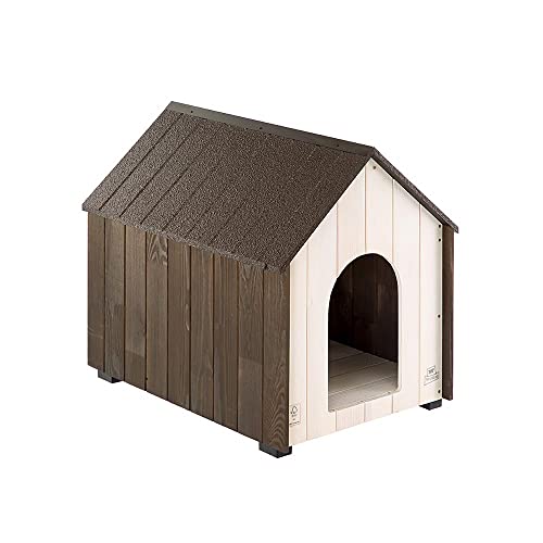 FERPLAST Outdoor-Hundehütte, Hundehaus KOYA SMALL aus FSC-Holz mit ungiftiger Farbe, Belüftungslöchern, isolierenden Füßen, 44 x 57.5 x h 56 cm. von Ferplast