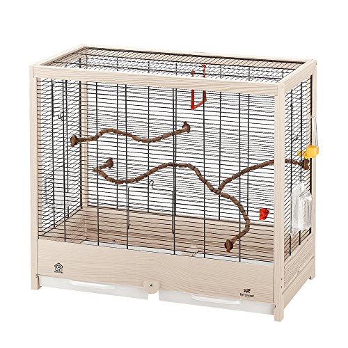 Ferplast Vogelkäfig aus Metall und FSC-Holz, für Kanarienvögel, Sittiche, inkl Zubehör, Futternäpfe, abnehmbare und veränderbare Sitzstangen, 69 x 34,5 x H 58 cm. von Ferplast