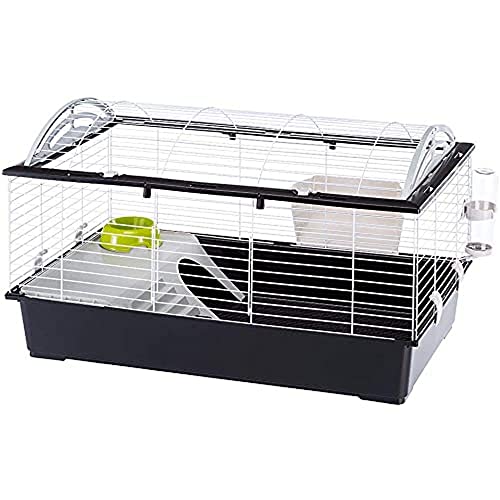 FERPLAST Nagetierkäfig CASITA 100 für Kaninchen, Meerschweinchen, Meerschweinchen, aus Metall, inklusive Zubehör: Futterkrippe, Trinkflasche, Napf, Haus. 96x57xh56cm von Ferplast