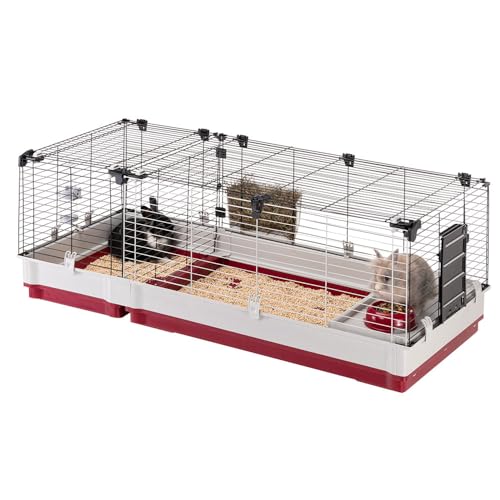 Ferplast - Meerschweinchen Käfig - Hasenkäfig - Kaninchenkäfig - Häuschen und Zubehör Inklusive - Viel Platz für Kaninchen - Öffnenden & Modular - 142 x 60 x h 50 cm - Krolik, 140 von Ferplast