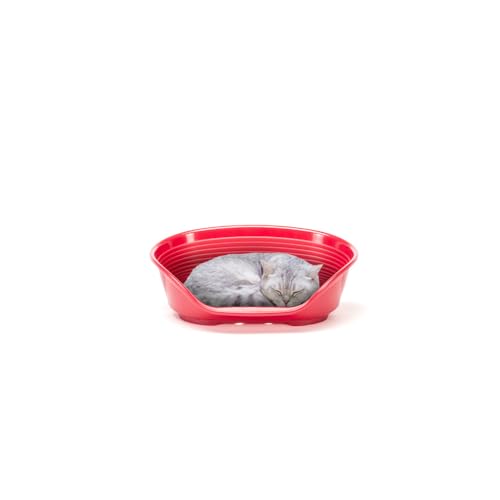 FERPLAST - Hundebett & Katzenbett - Kunststoff-Hundebett Extra Small - 100% recycelter Kunststoff - Hundebett waschbar - Hundekorb - atmungsaktiv & rutschfest - Siesta Deluxe, 43 x 28 x h 17,5 CM, BORDEAUX von Ferplast