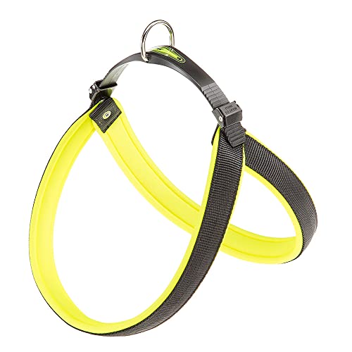 Ferplast Ergonomisches Hundegeschirr AGILA Fluo 6, ausgezeichnete Passform, doppelter Mikroregulations-Verschluss, weiche Polsterung, A = B 57 ÷ 65 cm 25 mm Neongrün von Ferplast