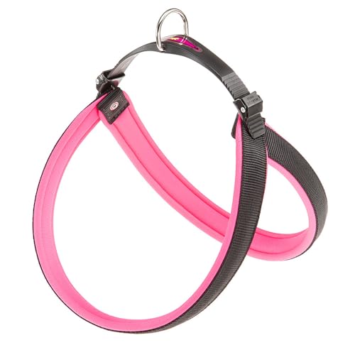 Ferplast Ergonomisches Hundegeschirr AGILA Fluo 7, ausgezeichnete Passform, doppelter Mikroregulations-Verschluss, weiche Polsterung, A = B 63 ÷ 71 cm 25 mm Pink von Ferplast