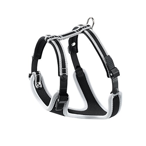 Ferplast Kleines Hundegeschirr ERGOCOMFORT SMALL, verstellbares Hundegeschirr, bequem, gepolstert, doppelter Mikroverstellverschluss, Schnellverschluss, Silber von Ferplast