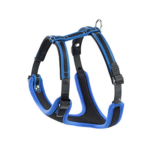 Ferplast Hundegeschirr kleine Hunde Geschirr Hunde mit Polsterung ERGOCOMFORT S Halsumfang: 32-42 cm, Brustumfang: 46-56 cm, blau von Ferplast