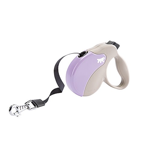 Ferplast Hundeleine Amigo MINI, Rollleine kleine Hunde bis 12 kg. Max. Gurtband 3 m. Einzelner Verriegelungs- und Entriegelungsknopf, beige, Violette Abdeckung von Ferplast