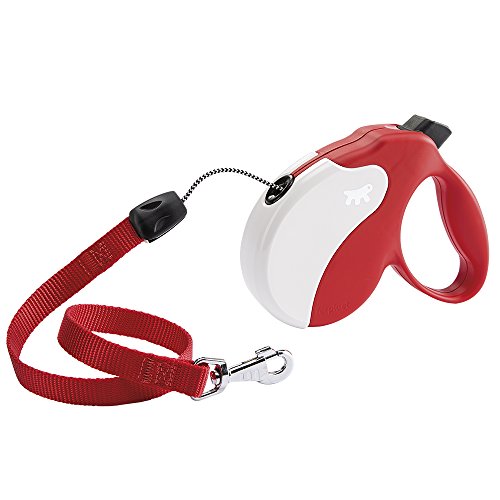 Ferplast Hundeleine mittlegroße Hunde Rollleine Hunde AMIGO CORD M, ausziehbares Kordelband, 5 m, max. 25 kg, Rot von Ferplast