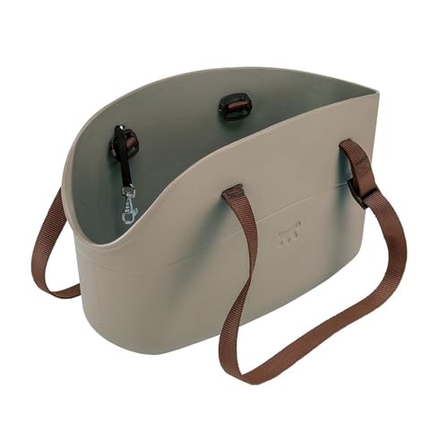 Ferplast Hundetragetasche für kleine Hunde und Katzen with-ME SMALL, Transporttasche für Haustiere, Hundetasche, verstellbare Trageriemen, Sicherheitsgurt inklusive, 14 x 35 x H 22 cm Taupe von Ferplast