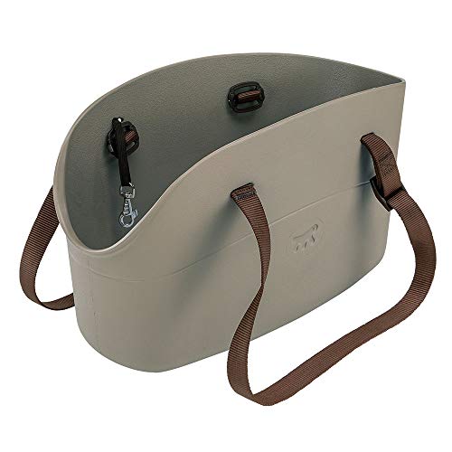 Ferplast Hundetragetasche für kleine Hunde und Katzen with-ME, Transporttasche für Haustiere, Hundetasche, verstellbare Trageriemen, Sicherheitsgurt inklusive, 21,5 x 43,5 x h 27 cm Taupe von Ferplast