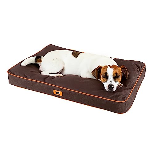 Ferplast Hundematte & Katzenmatte Klein - Orthopädisches Hundebett - Hundebett Waschbar & Kratzfest - Hundekissen - Hundebett Flauschig - Herausnehmbare Polsterung - Polo - 80 x 50 x h 8 cm, M, BRAUN von Ferplast