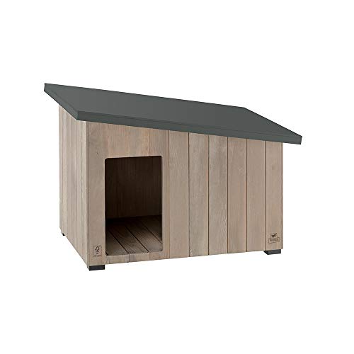 Ferplast Hundehütte kleine Hunde ARGO 60 aus FSC-Holz, Hundehaus Outdoor Wetterfest, Isolierende Kunststofffüße, 70 x 55 x h 52 cm. von Ferplast