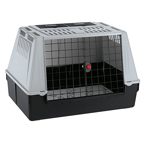 Ferplast Hundebox Auto Atlas CAR 100, Hundebox, Transportbox Hund, Doppelte Schiebeöffnung, Doppeltes Staufach, Praktische Tragegriffe, Abtropfmatte, Max. 40 kg, 100 x 60 x H 66 cm von Ferplast