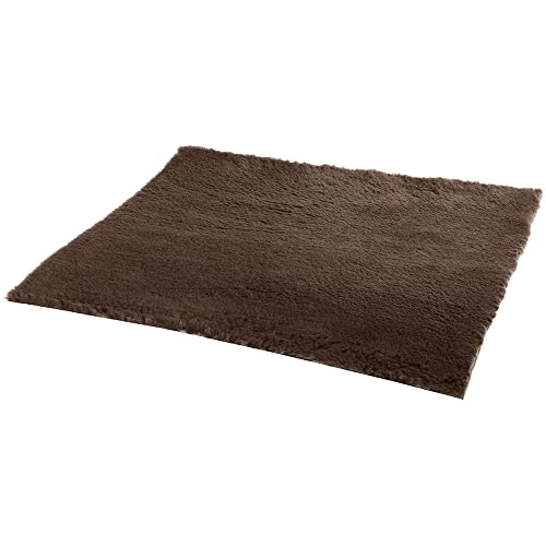 Ferplast Bodenmatte für Hunde und Katzen PLAZA SMALL, Unterlage für Haustiere oder Welpen, isolierend, langlebig, waschbar, weicher Plüschstoff, 50 x 75 cm Braun von Ferplast