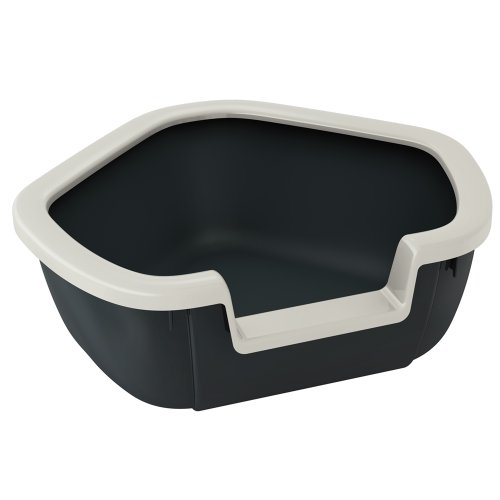 Ferplast Ecktoilette für Katzen offene Katzentoilette DAMA Eckkatzentoilette, widerstandsfähiger Kunststoff, abnehmbarer Rahmen, 57,5 x 51,5 x H 22 cm schwarz von Ferplast