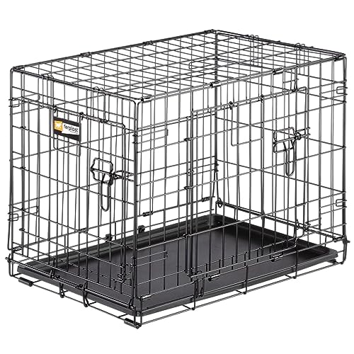 Ferplast Zusammenklappbares Hundekäfig DOG-INN 60 Käfig für Welpen, Hundetransportbox, inklusive Trennwand, zwei Türen mit Sicherheitsverschluss, 64 x 45 x h 49 cm Schwarz von Ferplast