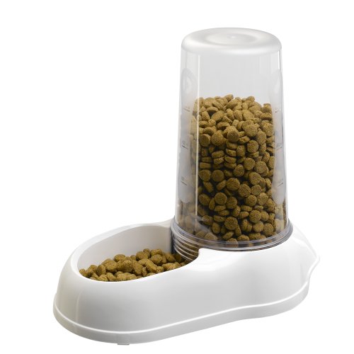 Ferplast Futter- oder Wasserspender für Hunde und Katzen Azimut 5500 Futterspender für Trockenfutter Wasser 5,5 L, robuster Kunststoff, transparenter Behälter mit Skala, 23 x 41 x h 37,5 cm, weiß von Ferplast