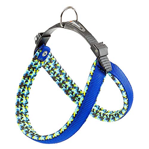 Ferplast Geschirr für mittelgroße Hunde AGILA Fantasy 3 Hundegeschirr mit weicher Polsterung, Schnellverschluss und Befestigungssystem, Brustumfang 42–50 cm. Blau von Ferplast